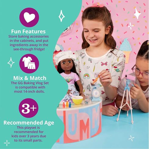 Glitter Girls – Purple Convertible Car & 14-inch Poseable Doll Candice – Rolling Wheels, Opening Doors, Trunk & Interior Storage – Toys, Clothes, and Accessories for Ages 3+ in Kuwait