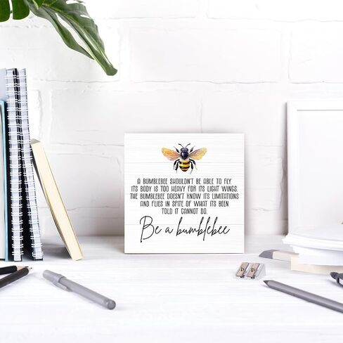 Inspirational Summer Bee Decor, Summer Bee Decorations for Home Office Kitchen Desk Shelf Cubicle Decor, Be A Bumblebee Sign, Cute Bee Sign, Bumble Bee Decor 5 X 5 Inch in Saudi Arabia
