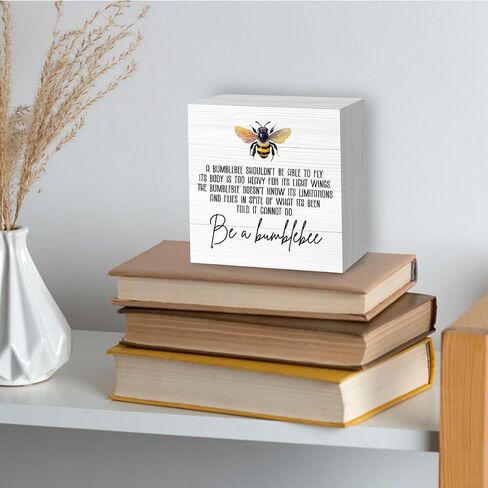 Inspirational Summer Bee Decor, Summer Bee Decorations for Home Office Kitchen Desk Shelf Cubicle Decor, Be A Bumblebee Sign, Cute Bee Sign, Bumble Bee Decor 5 X 5 Inch in Saudi Arabia