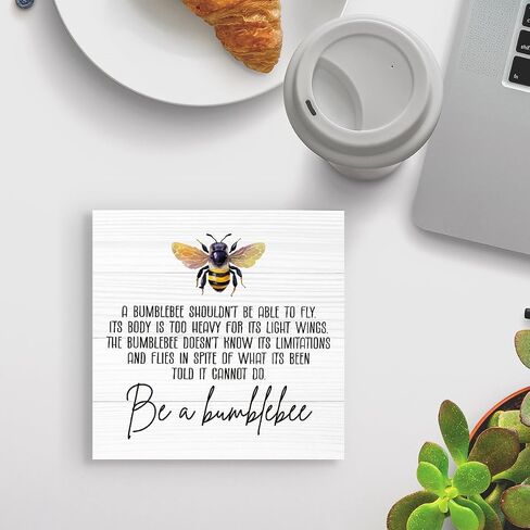 Inspirational Summer Bee Decor, Summer Bee Decorations for Home Office Kitchen Desk Shelf Cubicle Decor, Be A Bumblebee Sign, Cute Bee Sign, Bumble Bee Decor 5 X 5 Inch in Saudi Arabia