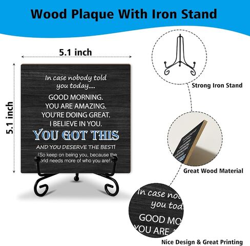 You Got This Gifts For Women Men Wooden Sign Desk Decor Wood Plaque with Support Stand, I Believe You Home Office Farmhouse Desk Accessories, Appreciation Thank You Gifts for Coworker Colleague -16 in Saudi Arabia