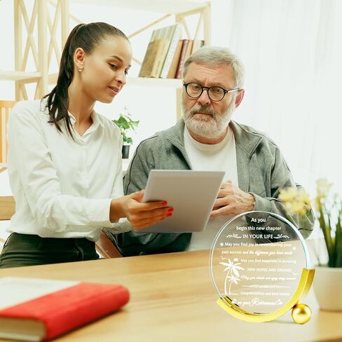 YWHL هدايا التقاعد للنساء والرجال أفضل هدايا التقاعد السعيدة مع قاعدة LED كريستال القلب تذكار وداع هدية التقاعد لوحة هدية فكرة هدية للأصدقاء المتقاعدين رئيس المعلم زملاء العمل ممرضة in Kuwait