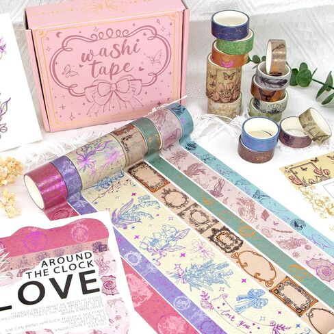 Cute 48 Rolls Washi Tape Set,Foil Gold Thin Decorative Masking Washi Tapes,3MM Wide DIY Paper Tape for DIY Craft Scrapbooking Gift Wrapping Planner in Saudi Arabia
