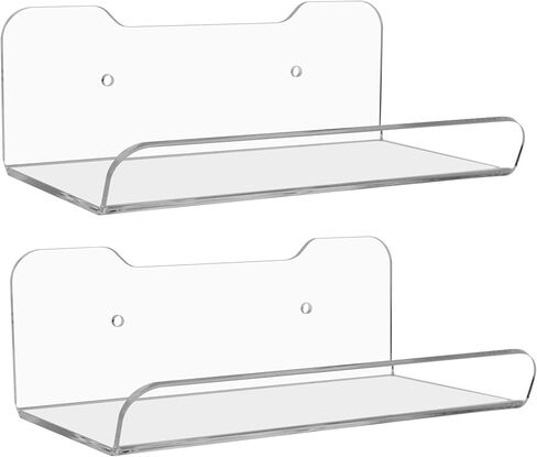 Cosmos 2 Pcs Acrylic Floating Wall Shelves Wall Mount Display Shelf Storage Shelf for Home Décor Bedroom Bookshelf Speaker Figures Display Wall Holder (Transparent Clear (2 Pcs)) in Saudi Arabia