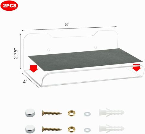 Cosmos 2 Pcs Acrylic Floating Wall Shelves Wall Mount Display Shelf Storage Shelf for Home Décor Bedroom Bookshelf Speaker Figures Display Wall Holder (Transparent Clear (2 Pcs)) in Saudi Arabia