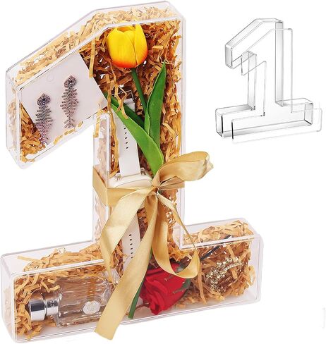 Number Charcuterie Board Box, Acrylic Charcuterie Letters Fillable, Fillable Letters for Food, Number One Shape with A Clear Lid for Birthday Anniversary Party Decorations, Reusable Letter Boxes in Saudi Arabia