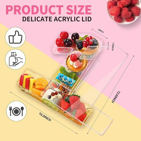 Number Charcuterie Board Box, Acrylic Charcuterie Letters Fillable, Fillable Letters for Food, Number One Shape with A Clear Lid for Birthday Anniversary Party Decorations, Reusable Letter Boxes in Saudi Arabia