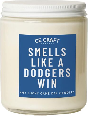CE Craft - Smells Like a Dodgers Win Candle - Funny Birthday Gift for Him - Baseball Themed Gift - Gift for Dad, Boyfriend - Dodgers Gift (Sparkling Champagne) in Kuwait