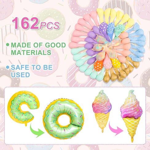 Donut Birthday Party Decorations, 116Pcs Donut Balloons Garland Grow Up Party Supplies Donut Banner Pink Blue Confetti Pearlescent Foil Balloons for Sweet Birthday Party Baby Shower Decorations in Kuwait