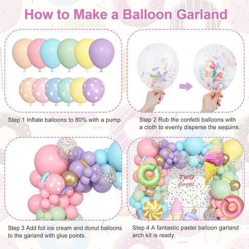 Donut Birthday Party Decorations, 116Pcs Donut Balloons Garland Grow Up Party Supplies Donut Banner Pink Blue Confetti Pearlescent Foil Balloons for Sweet Birthday Party Baby Shower Decorations in Kuwait