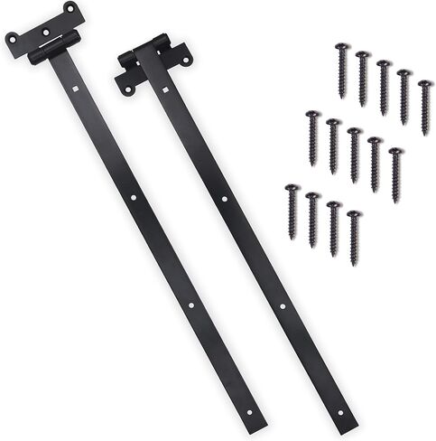 مفصلات أبواب سوداء مقاس 24 بوصة - مفصلات بوابة مكونة من قطعتين مع 14 براغي تثبيت - هيكل حديدي سميك بسمك 4 مم مع طلاء مسحوق أسود - مثالي للبوابات والحظائر والحظائر in Kuwait