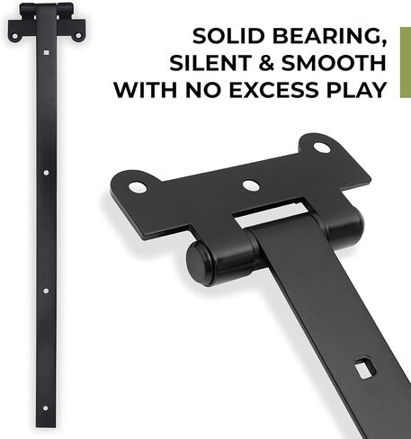 مفصلات أبواب سوداء مقاس 24 بوصة - مفصلات بوابة مكونة من قطعتين مع 14 براغي تثبيت - هيكل حديدي سميك بسمك 4 مم مع طلاء مسحوق أسود - مثالي للبوابات والحظائر والحظائر in Kuwait