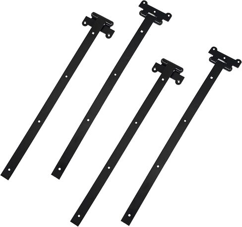 مفصلات أبواب سوداء مقاس 24 بوصة - مفصلات بوابة مكونة من قطعتين مع 14 براغي تثبيت - هيكل حديدي سميك بسمك 4 مم مع طلاء مسحوق أسود - مثالي للبوابات والحظائر والحظائر in Kuwait