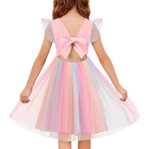 Arshiner Toddler Tutu Dress Little Girls Summer Tulle Backless Party Birthday Cotton Dresses 2-6Y