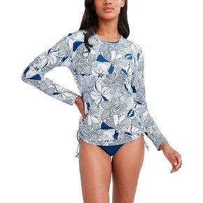Stella Parker Women's Standard Long Sleeve Rashguard Adjustabe Side Tie UPF 30+ Sun Protection Quick Dry Swim Shirt