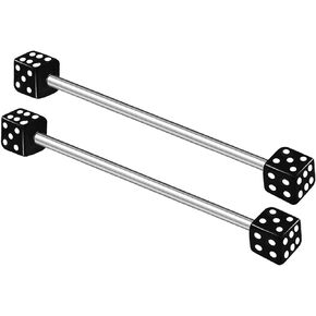 MATIGA 2Pcs Surgical Steel 14 g 1 3/8 35mm industrial barbell Piercing Jewelry Cartilage Earring Scaffold Ear 4mm Dice More Choices