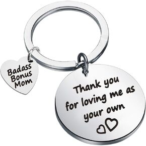 KUIYAI Thank You for Loving Me As Your Own Keychain Step Mom Gift Badass Bonus Mom Gift