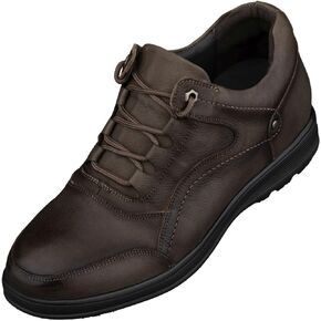 CALTO Men's Invisible Height Increasing Elevator Shoes - Leather Lace-up Lightweight Casual Walkers - 2.8 Inches Taller