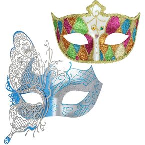 أقنعة الزوجين فراشة البندقية الغامضة فراشة لامعة سيدة حفلة تنكرية قناع هالوين ماردي غرا قناع الحزب in Kuwait