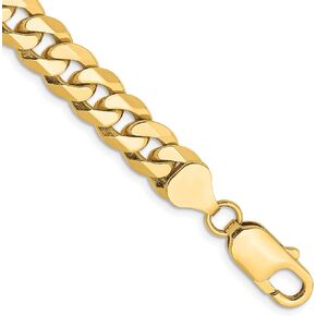 Solid 14K Yellow Gold 8mm Flat Beveled Curb with Lobster Lock Chain -8.5" 9.0"