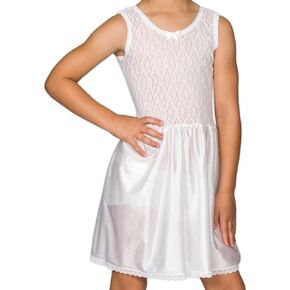 I.C. Collections Little Girls White Stretch Lace Slip, 2T - 6x