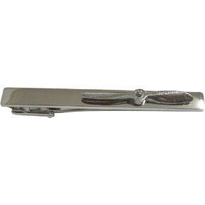 Silver Toned Textured Propeller Square Tie Clip