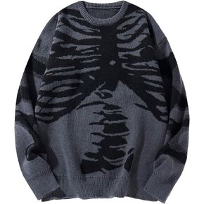 Floerns Men's Halloween Long Sleeve Knitted Drop Shoulder Sweaters Pullover