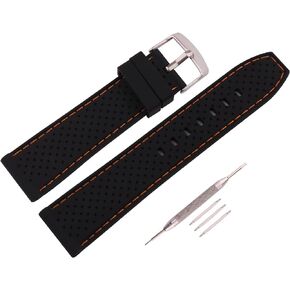 Sporty Black Rubber Silicone Watch Band 20mm 22mm 24mm Breathable Wristband Watch Strap Accessories Match All Watches for Men Women