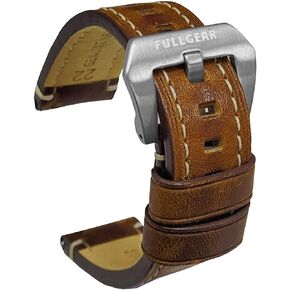 22mm Quick Release Genuine Oiled Leather Watch Replacement Strap Band Bracelet, Stainless Steel Buckle, for Men Unisex