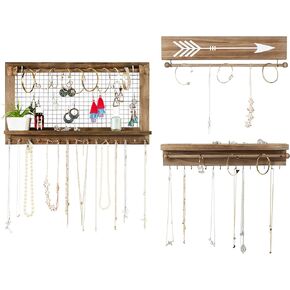 Rustic Jewelry Organizer Wooden Shelf - Combo Pack