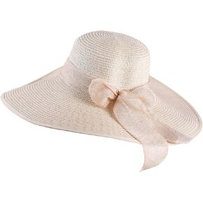 قبعة شمسية للسيدات من ويذموونز، قبعة شاطئ مرنة بحافة واسعة، قبعة شريطية قابلة للتعبئة QZ90052 in Kuwait