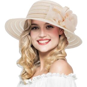 Women Organza Church Hat Wedding Hat - Derby Fascinator Hat Tea Party Church Bridal Flower Hat