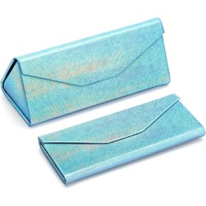 Fozono Foldable Triangle Eyeglasses Sunglasses Case Leather Magnetic Folding Glasses Hard Case For Women