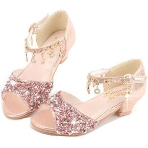 LFHT Little Kids Girls Sandals Glitter Rhinestone Dress Pumps Sequins Princess Low Heels Party Dance Shoes