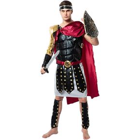 ReneeCho Men Roman Gladiator Solider Costume Halloween Adults Soldier Warrior Armor Spartan Costumes