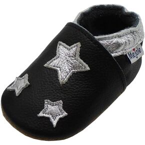 Mejale Baby Shoes Soft Sole Leather Crawling Moccasins Cartoon Stars Infant Toddler First Walker Slippers