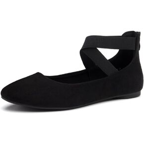 Shoe Land Womens SL-Malory Ballet Flats Round Toe Elastic Ankle Straps Flat Shoes Comfortable for Wedding Office