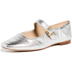 Sam Edelman Women's Michaela Mary Jane Flats, Soft Silver, 9 Medium US