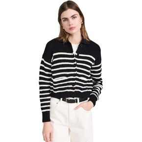 Madewell Women's Ribbed Polo Cardigan Sweater in Stripe