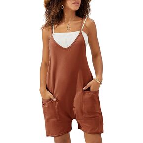 Ailoqing ثوب فضفاض للنساء الصيف بسط حللا قابل للتعديل الأشرطة وزرة السراويل رومبير لاعبا نيسيي in Kuwait