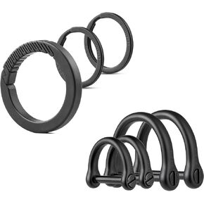 FEGVE 316 Stainless Steel Metal Key Ring for Car Keys Titanium Key Keychain Clip with 2 Key Rings