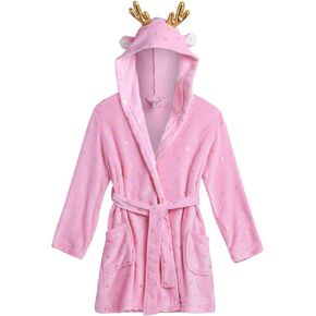 Limited Too Girls' Bathrobe - Plush Fleece Sleepwear Robe, Character Animal Hood (7-16)