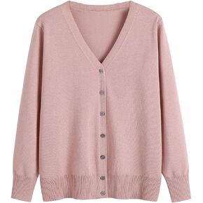 FindThy Women’s Long Sleeve V-Neck Sweater Cardigan Classic Basic Button Down Knit Cardigans