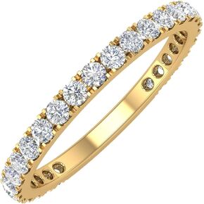 FINEROCK 1/2 Carat Diamond Wedding Band Ring in 14K Gold (SI1-SI2 Clarity)
