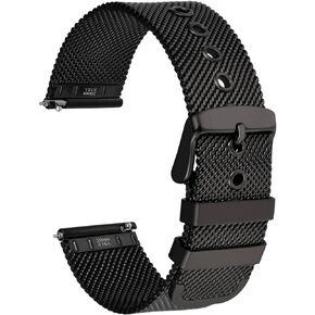 WOCCI Metal Watch Bands for Men and Women, 316L Stainless Steel Woven Mesh, Quick Release Replacement Straps, 12mm 14mm 16mm 18mm 20mm 22mm