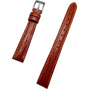 12mm Bronze/Honey Brown Genuine Leather Watchband | Teju Lizard Grain Lightly Padded Replacement Watchstrap that brings New Life to Any Watch (Womens Standard Length)