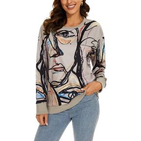 NEYOUQE Women Crewneck Pullover Sweatshirt Casual Fall Fashion Color Block Loose Long Sleeve Tops Plain Sweatshirts