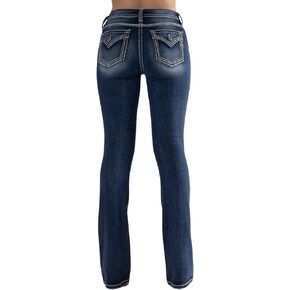 Miss Me Women's Mid Rise Sailor Buttons Trouser Bootcut Jeans with Faux Flap Pockets