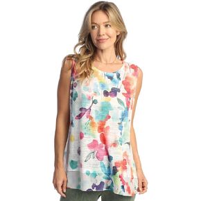 Jess & Jane Felicity Burnout Sleeveless Top with Chiffon Contrast
