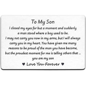 Son Gifts from Mom Dad Son Inspirational Wallet Card Stocking Stuffers To My Son Xmas Christmas Gift for Grown Son 16th 18th Birthday Gift for Adult Son Step Son Valentines Gift for Godson Son in Law